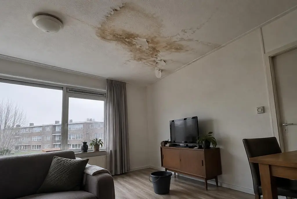 Lekdetectie Schagen – vochtplek op het plafond onder een badkamer